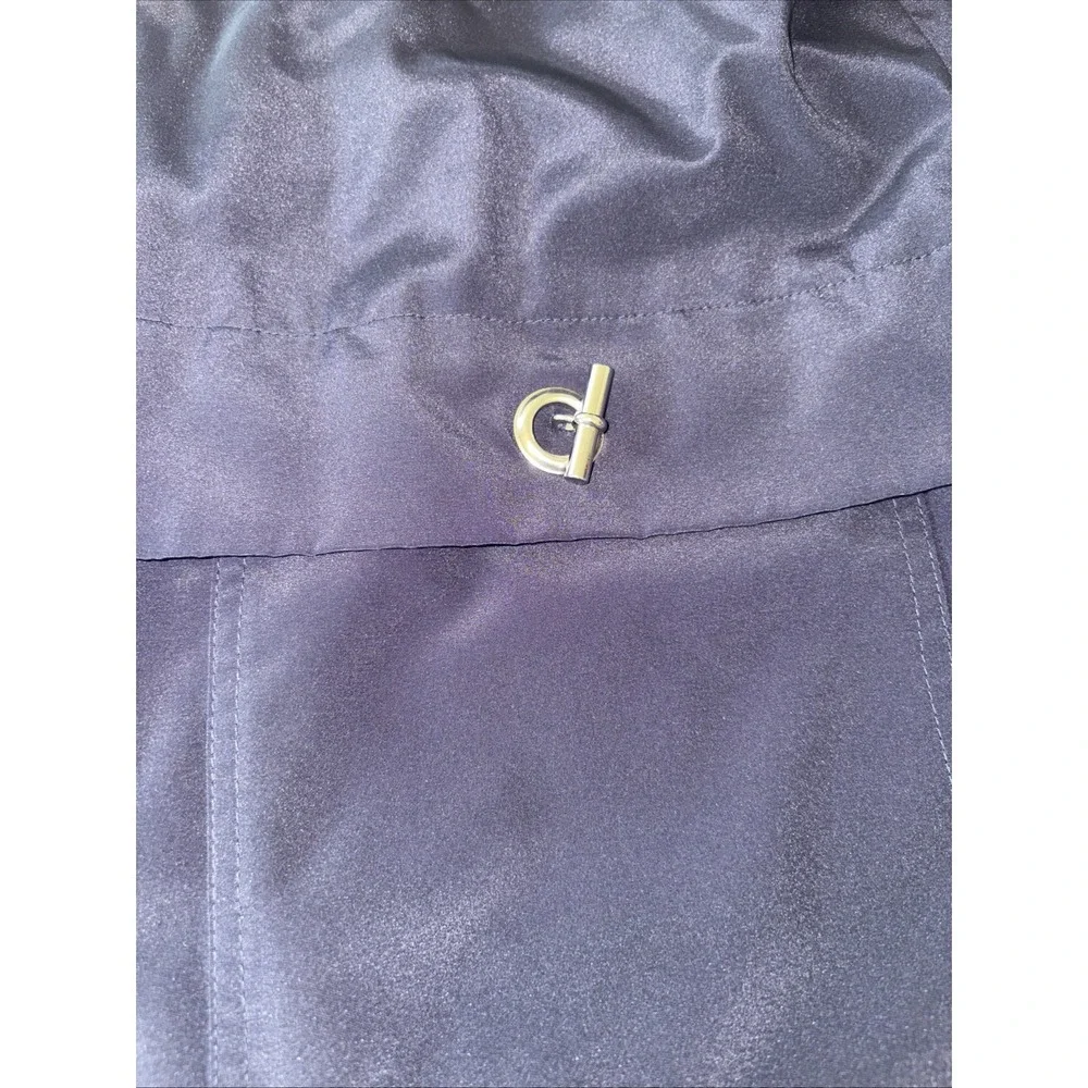 Talbots Petite Women's Small Navy Blue Full Zip Lined Rain Jacket Pocket‎ EUC - Picture 2 of 6